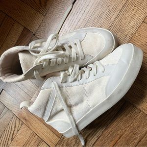 White high top suede shoes. Size 8.